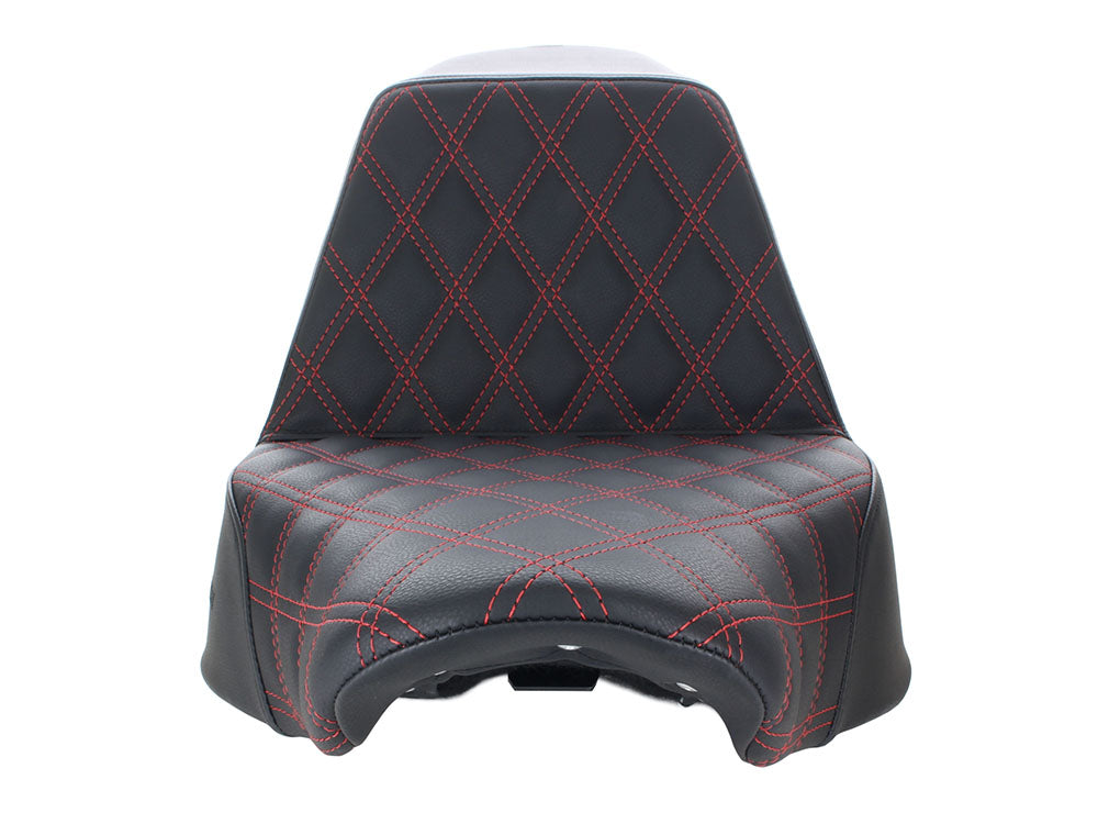 Step-Up Front LS Dual Seat with Red Double Diamond Lattice Stitch. Fits Fat Boy 2018up & Breakout 2023up – Saddlemen Seats