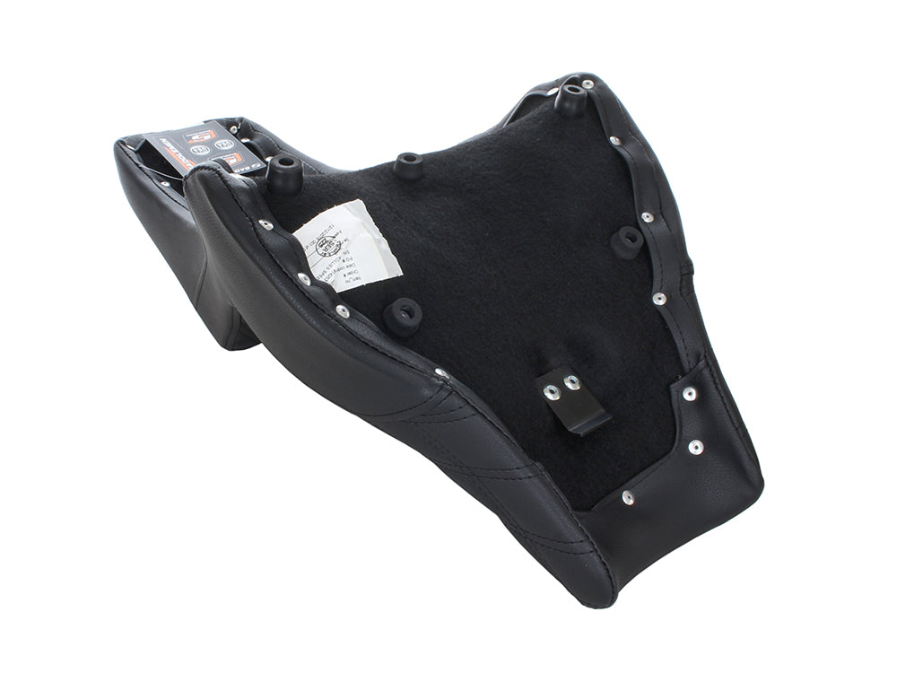Step-Up LS Dual Seat with Black Double Diamond Lattice Stitch. Fits Fat Bob 2018-2024