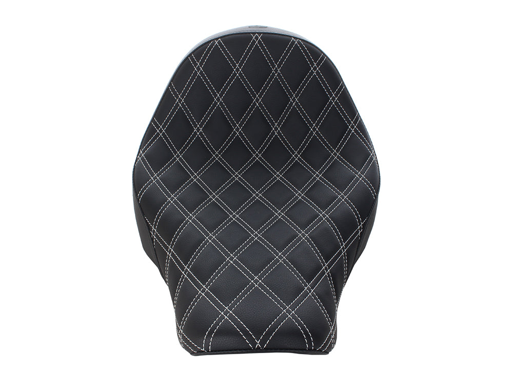 Renegade LS Solo Seat with White Double Diamond Lattice Stitch. Fits Sport Glide & Low Rider 2018up, Low Rider S 2020up & Low Rider ST 2022up.
