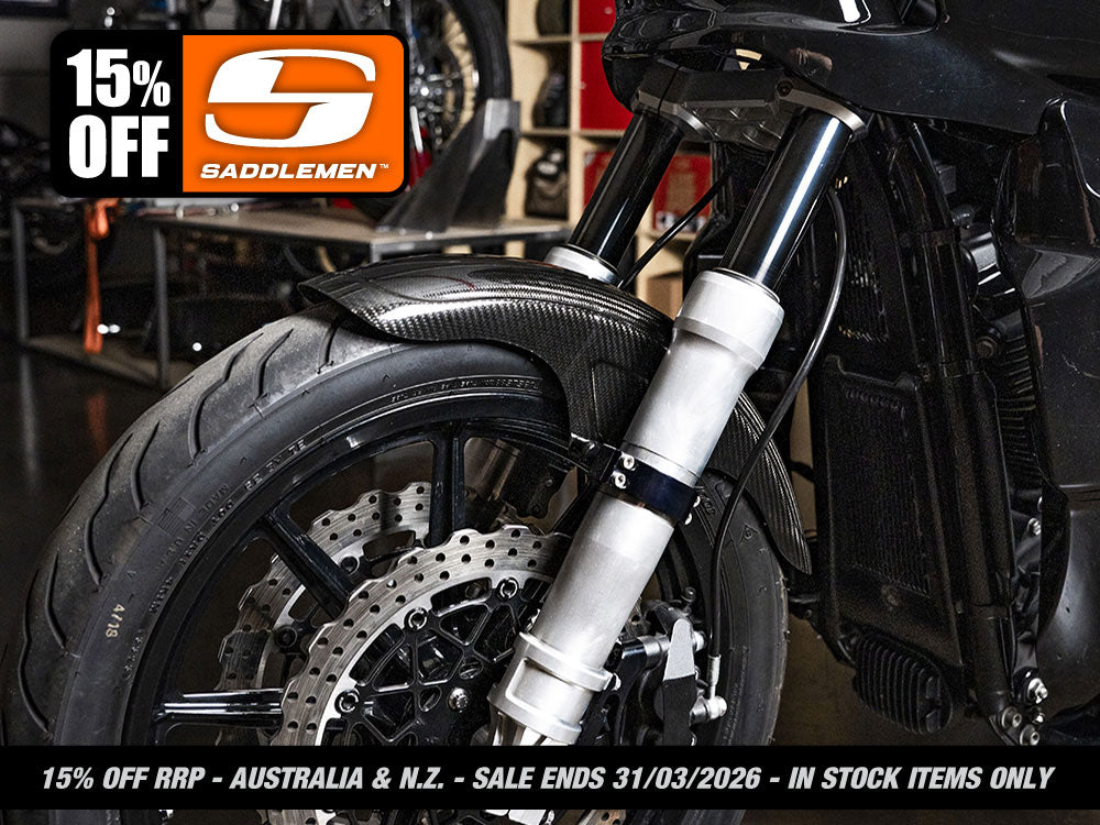 Saddlemen - Carbon Front Fender – Gloss Finish. Fits Mid-Glide Dyna 2006-2017, Softail Street Bob 2018up & Standard 2020-2024 with 19in. Front Wheel. Also Fits Softail Low Rider S 2020up & Low Rider ST 2022up with Adapter