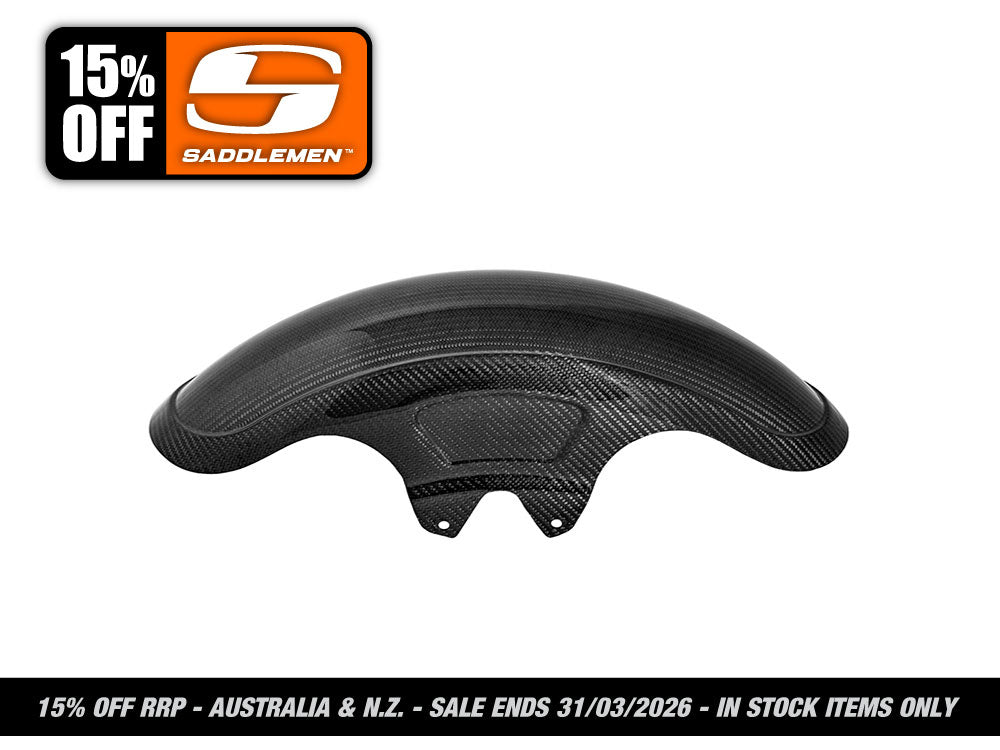Saddlemen - Shorty Carbon Front Fender – Gloss Finish. Fits Most Touring 2014-2024 with 19in. Front Wheel