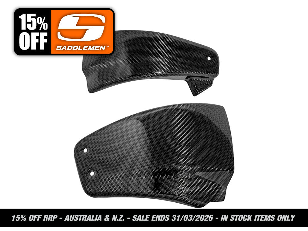 Saddlemen - Carbon Side Covers – Gloss Finish. Fits Softail 2018-2024 without Remote Preload Adjuster