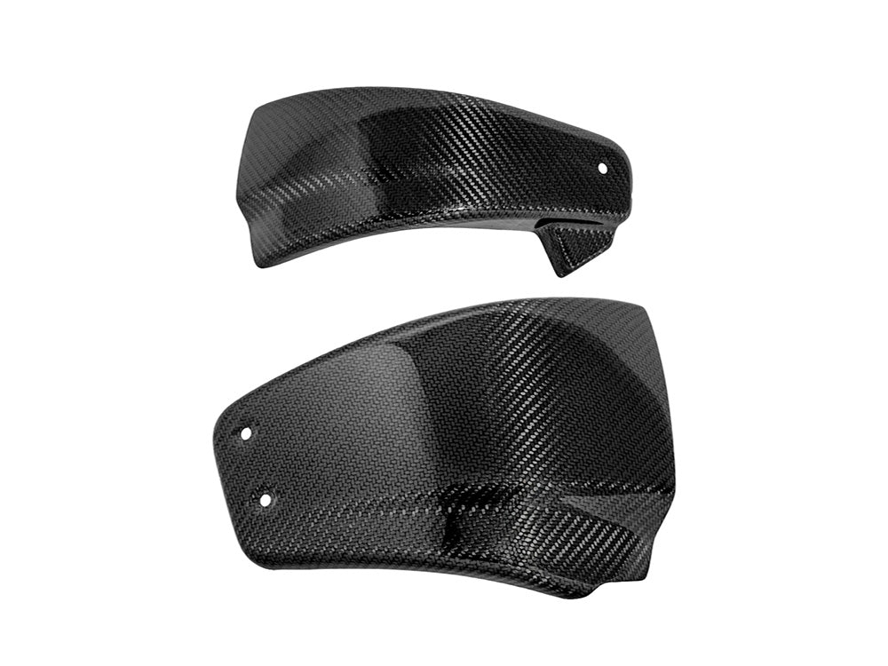 Carbon Side Covers – Gloss Finish. Fits Softail 2018-2024 without Remote Preload Adjuster – Saddlemen Seats
