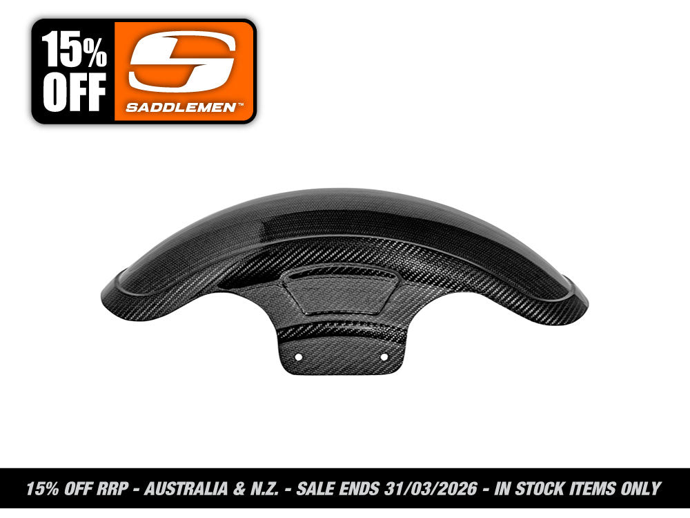 Saddlemen - Shorty Carbon Front Fender – Gloss Finish. Fits CVO Touring 2023up, Street Glide & Road Glide 2024up & Touring 2025up with 19in. Front Wheel