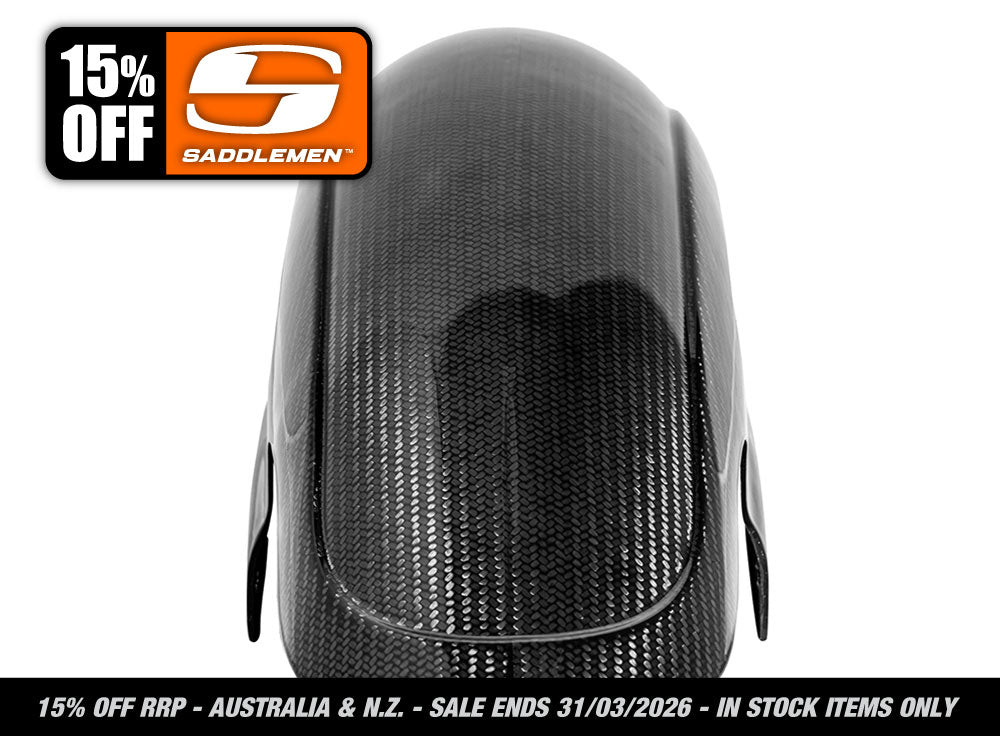 Saddlemen - Shorty Carbon Front Fender – Gloss Finish. Fits CVO Touring 2023up, Street Glide & Road Glide 2024up & Touring 2025up with 19in. Front Wheel