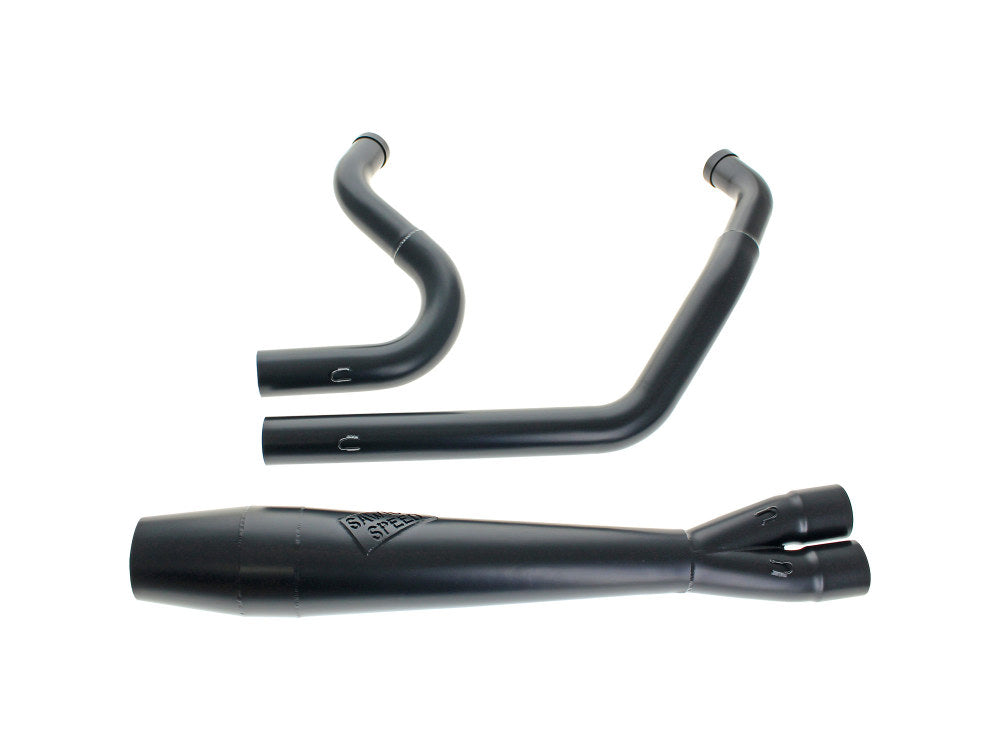 Mid Length 2-Into-1 Exhaust With Welded End Cap – Black. Fits Softail 1986-2017.