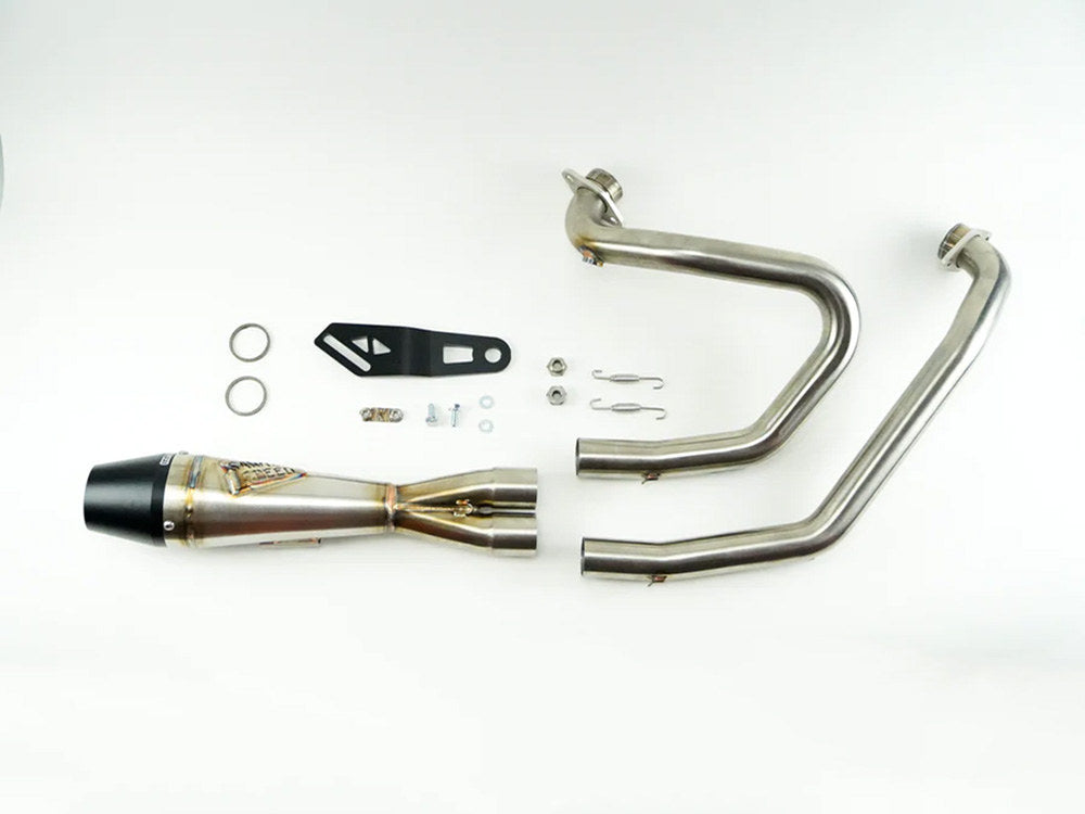 Shorty 2-Into-1 Exhaust With Billet End Cap – Stainless. Fits Sportster 2004-2021 With Mid Controls.