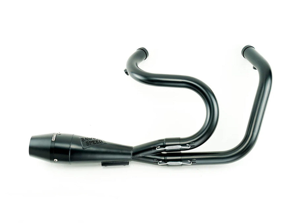 Shorty 2-Into-1 Exhaust With Billet End Cap – Black. Fits Sportster 2004-2021 With Mid Controls.