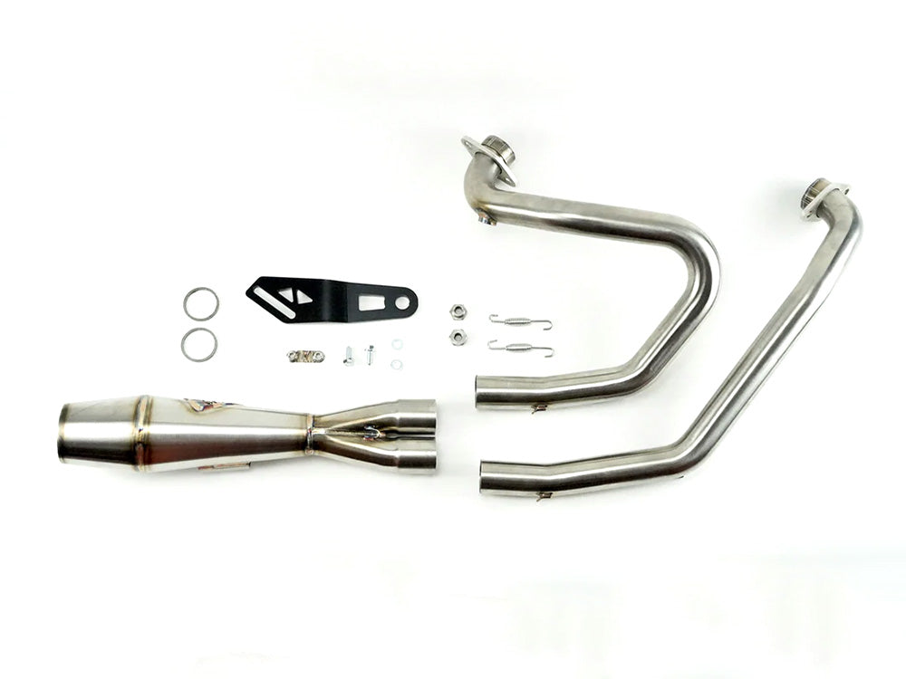 Shorty 2-into-1 Exhaust with Welded End Cap - Stainless Steel. Fits Indian Scout 2015-2024