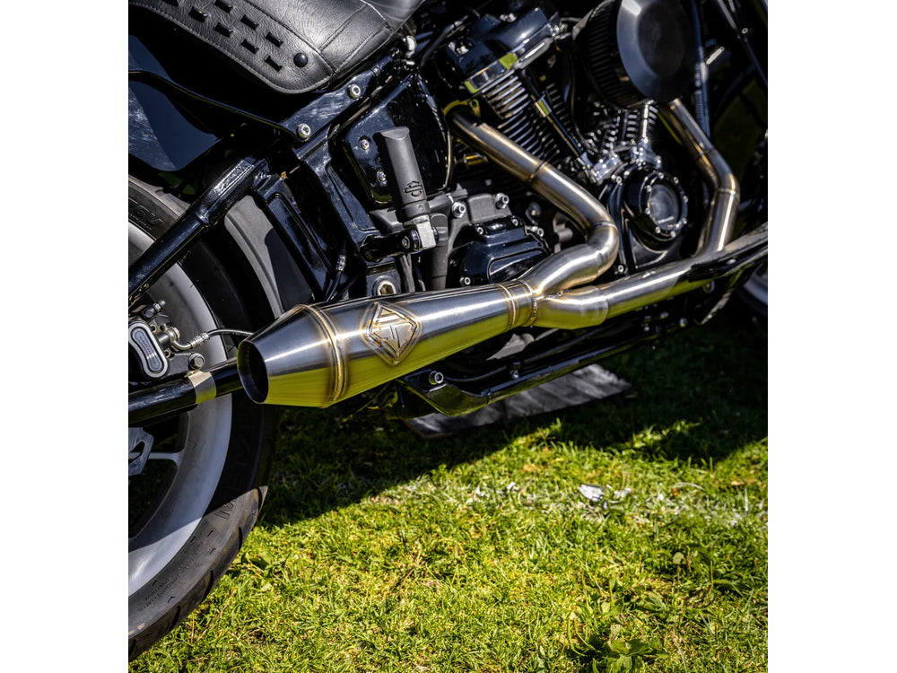 2-into-1 LaneSplitter Exhaust – Stainless Steel. Fits Softail 2018up Non-240 Rear Tyre Models – SP Concepts Exhaust