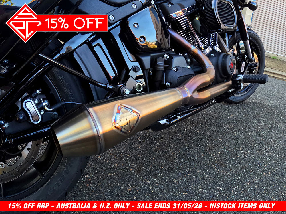 2-into-1 4.5in. Big Bore Exhaust – Stainless Steel. Fits Softail 2018up Non-240 Rear Tyre Models – SP Concepts Exhaust