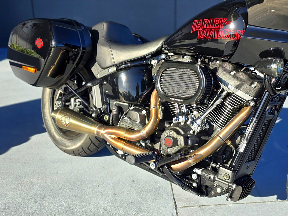2-into-1 4.5in. Big Bore Exhaust – Stainless Steel. Fits Softail 2018up Non-240 Rear Tyre Models – SP Concepts Exhaust
