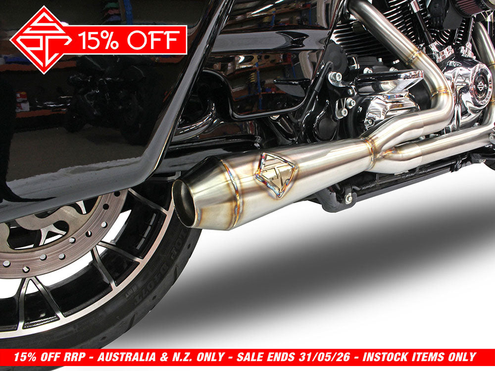 2-into-1 LaneSplitter Exhaust – Stainless Steel. Fits Touring 2017up – SP Concepts Exhaust