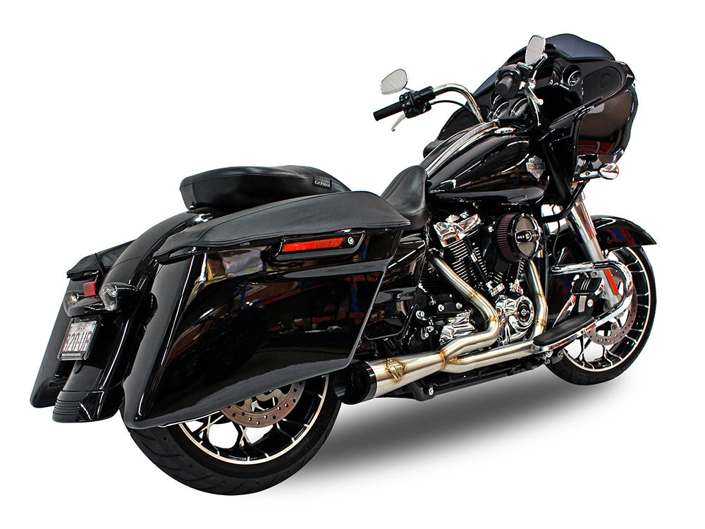 2-into-1 Cutback Exhaust – Stainless Steel with Black End Cap. Fits Touring 2017up – SP Concepts Exhaust