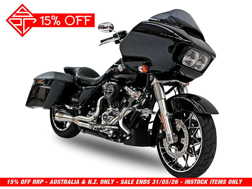 2-into-1 Cutback Exhaust – Stainless Steel with Black End Cap. Fits Touring 2017up – SP Concepts Exhaust