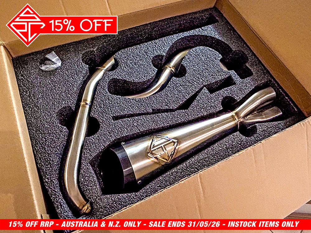 2-into-1 Cutback Exhaust – Stainless Steel with Black End Cap. Fits Dyna 2006-2017 – SP Concepts Exhaust