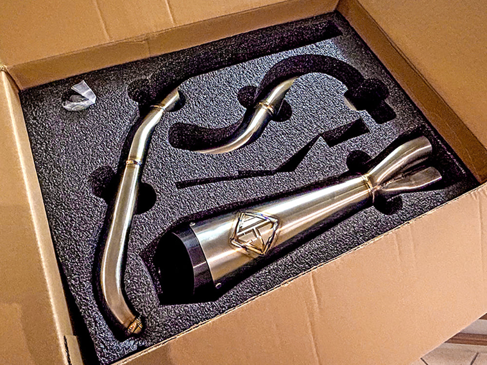 2-into-1 Cutback Exhaust – Stainless Steel with Black End Cap. Fits Dyna 2006-2017 – SP Concepts Exhaust