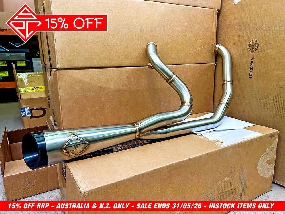 2-into-1 Cutback Exhaust – Stainless Steel with Black End Cap. Fits Dyna 2006-2017 – SP Concepts Exhaust
