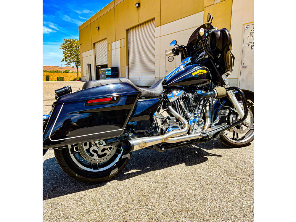 2-into-1 Cutback Exhaust – Stainless Steel with Black End Cap. Fits Touring 1995-2016 – SP Concepts Exhaust
