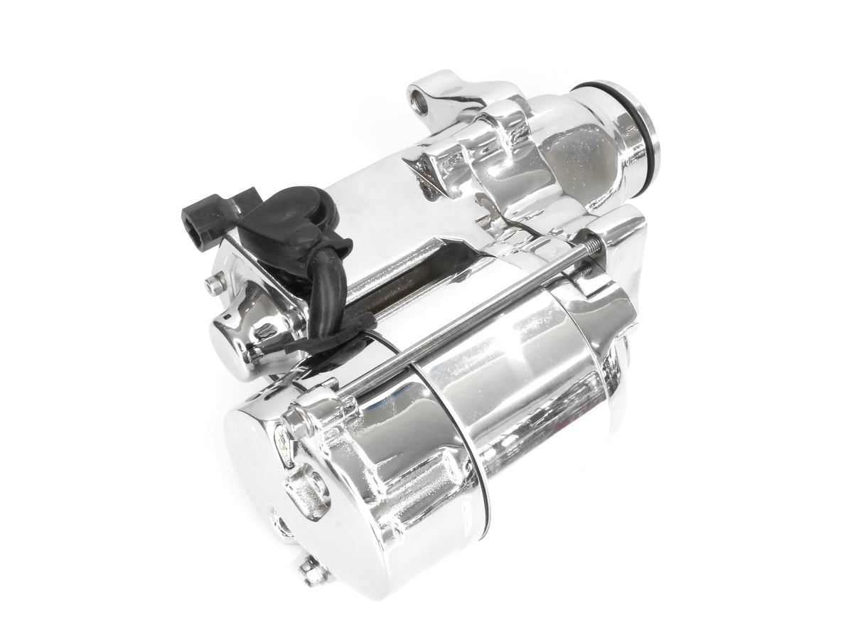 1.4kw Starter Motor - Chrome. Fits Softail 2007-2017, Dyna 2006-2017 & Touring 2007-2016.