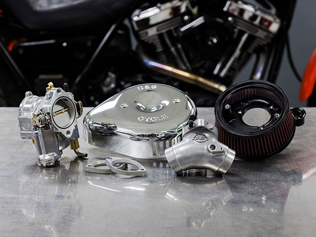 Super G Carburettor Kit. Fits Evo 1984-1999. Chrome Stealth Air Cleaner.