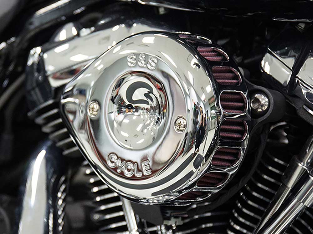 Mini Teardrop Air Cleaner Kit - Chrome. Fits Touring 2008-2016, Softail 2016-2017, CVO Softail 2011-2017 & Dyna Low Rider S 2016-2017 with Throttle-by-Wire