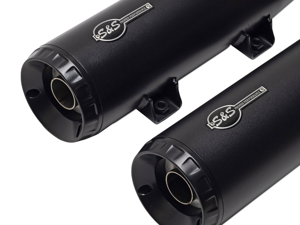 4in. Grand National Slip-On Mufflers - Black with Black End Caps. Fits Indian Scout 2015-2024