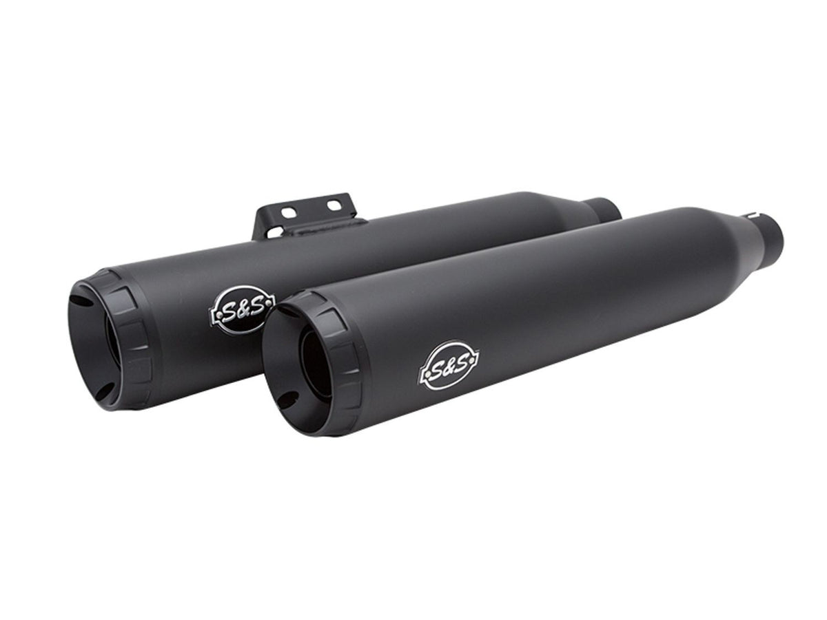 3-1/2in. Grand National Slip-On Mufflers - Black with Black End Caps. Fits Softail Slim, Street Bob, Standard & Low Rider Models 2018-2024 & Breakout & Fat Boy 2018up