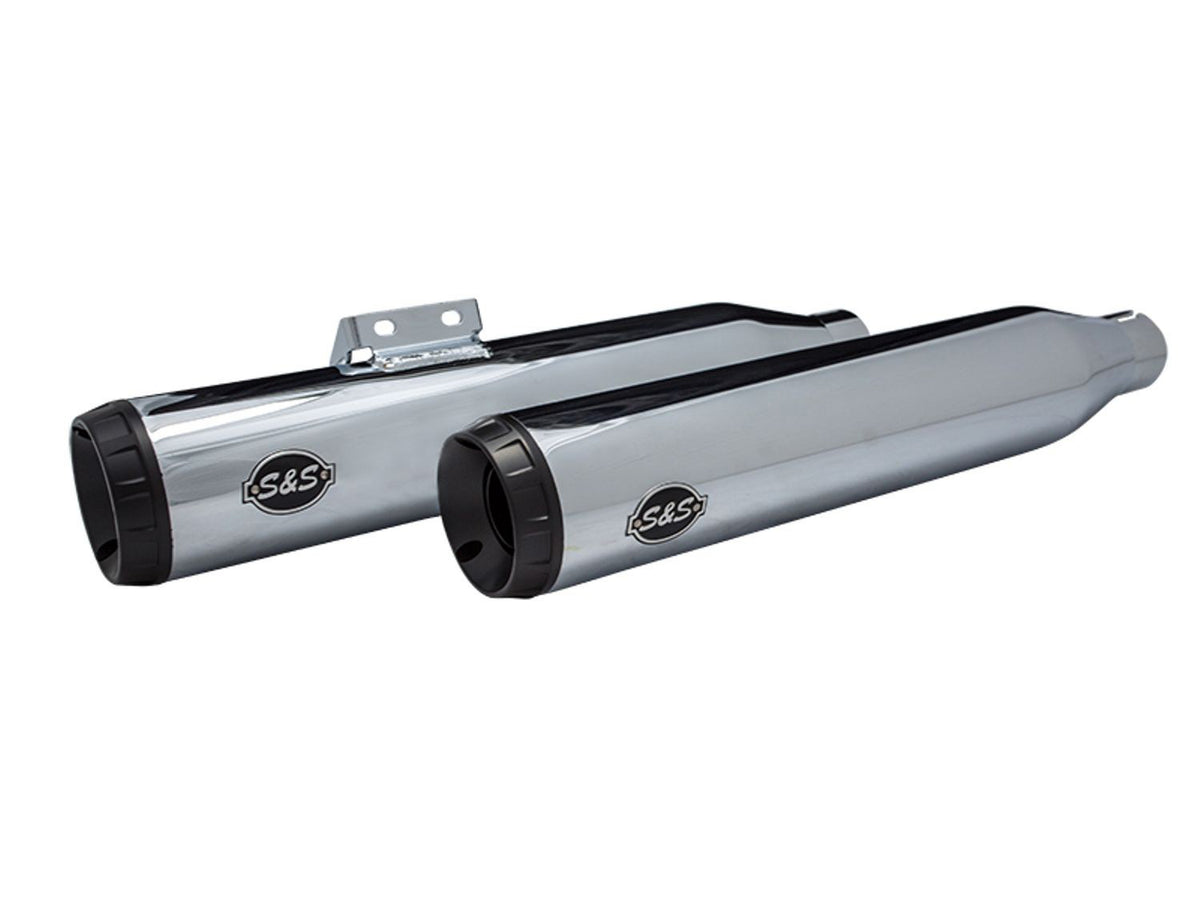 3-1/2in. Grand National Slip-On Mufflers - Chrome with Black End Caps. Fits Heritage Classic 2018-2024 & Deluxe 2018-2020