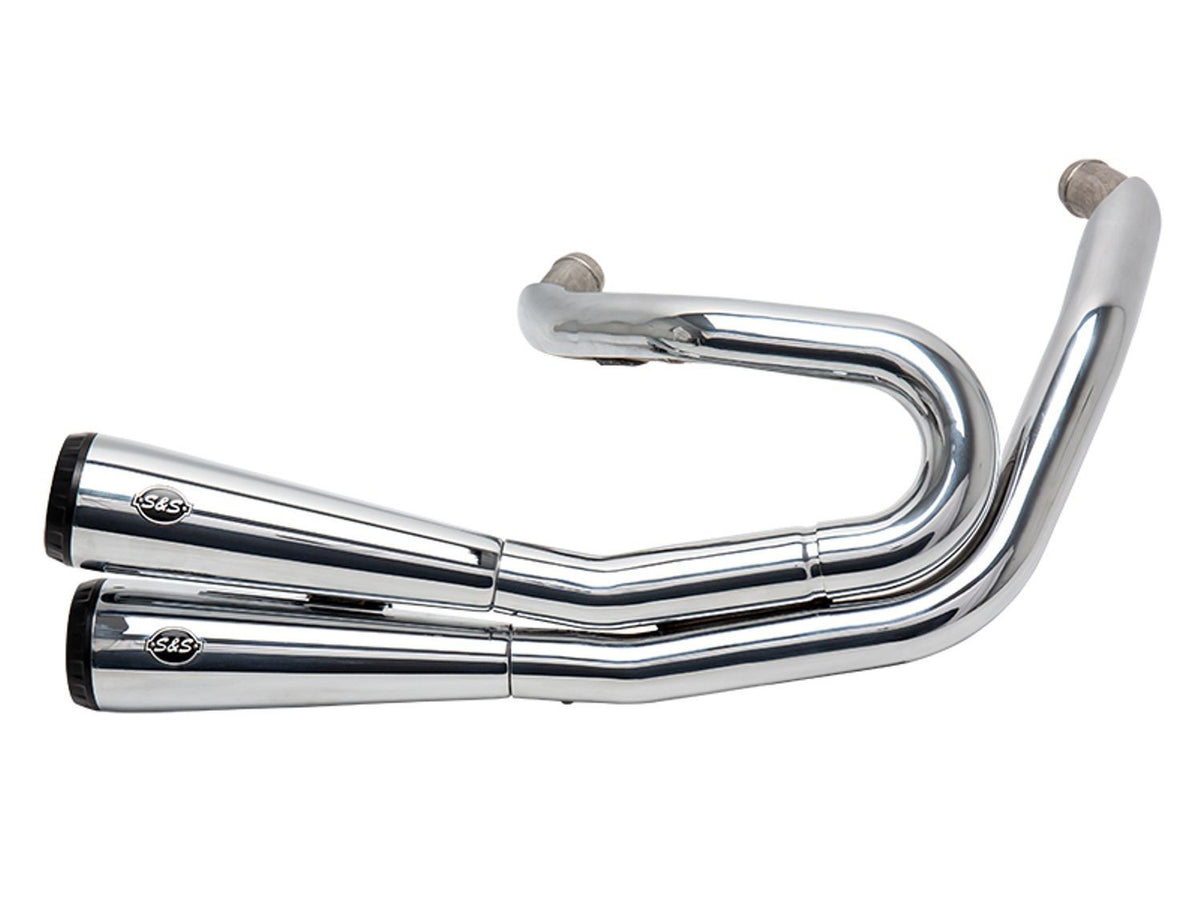 Grand National 2-into-2 Exhaust - Chrome with Black End Caps. Fits Street Bob, Low Rider, Slim, Fat Bob & Deluxe 2018-2024