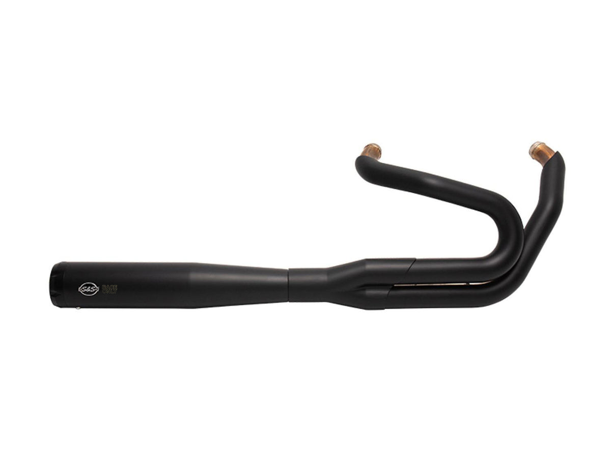 2-into-1 SuperStreet Exhaust - Black with Black End Cap. Fits Softail 2018-2024 Non-240 Rear Tyre Models.
