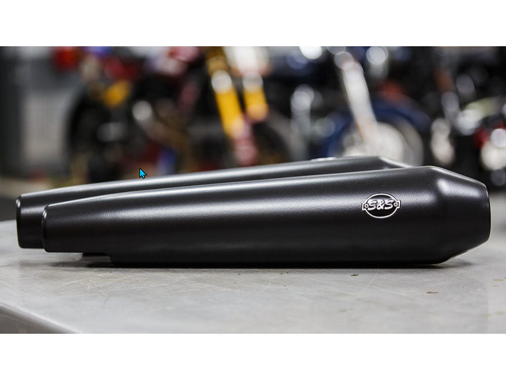 Tapered Cone Slip-On Mufflers - Black. Fits Royal Enfield 650 Twins 2019up