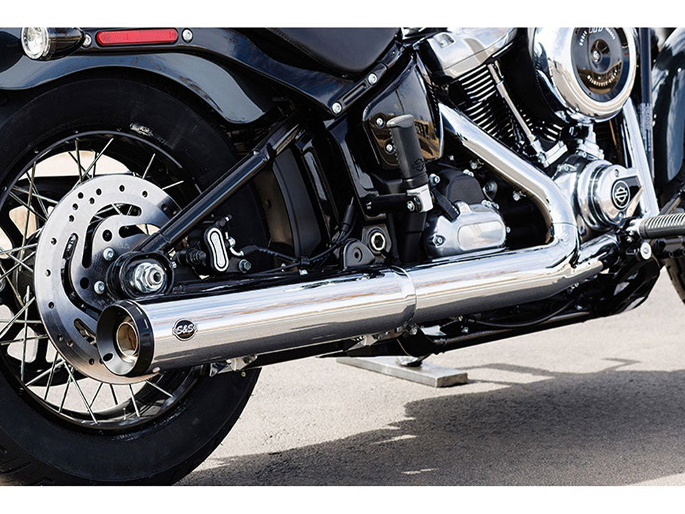 4in. Grand National Slip-On Muffler - Chrome with Black End Cap. Fits Softail Street Bob, Low Rider S, Low Rider ST & Heritage 2025up