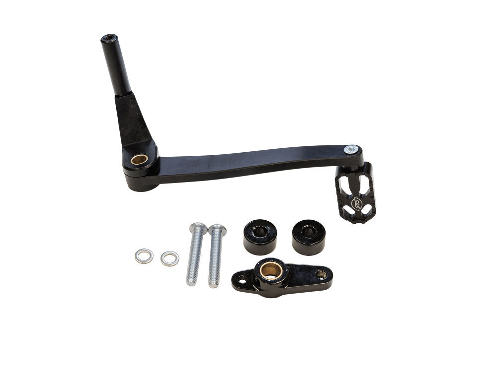 Billet Mid Mount Brake Pedal for M8 Softail Models Running S&S Complete Exhaust System. Typically FXBB Street Bob 2018up & FXLR Low Rider 2018up – S&S
