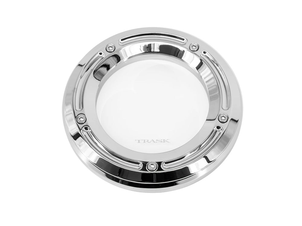 Assault Clear Derby Cover – Chrome. Fits Touring 2016up – Trask Performance