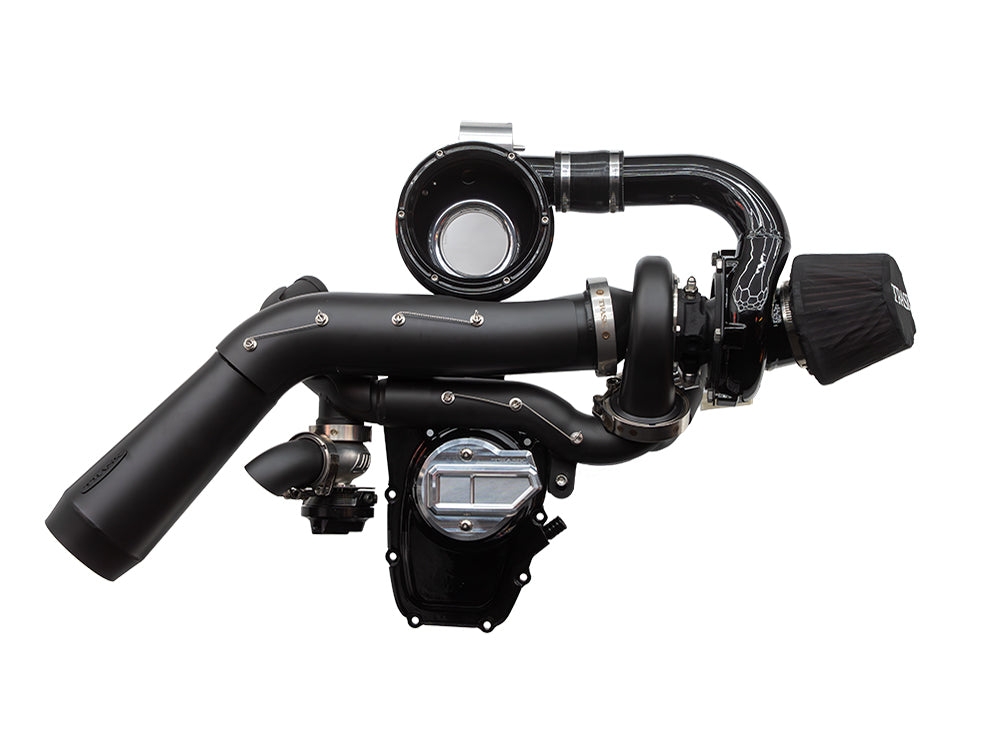 Stage 2 Turbo Kit – Black Exhaust, Black Billet. Fits Touring 2024up and Softail 2025up – Trask Performance