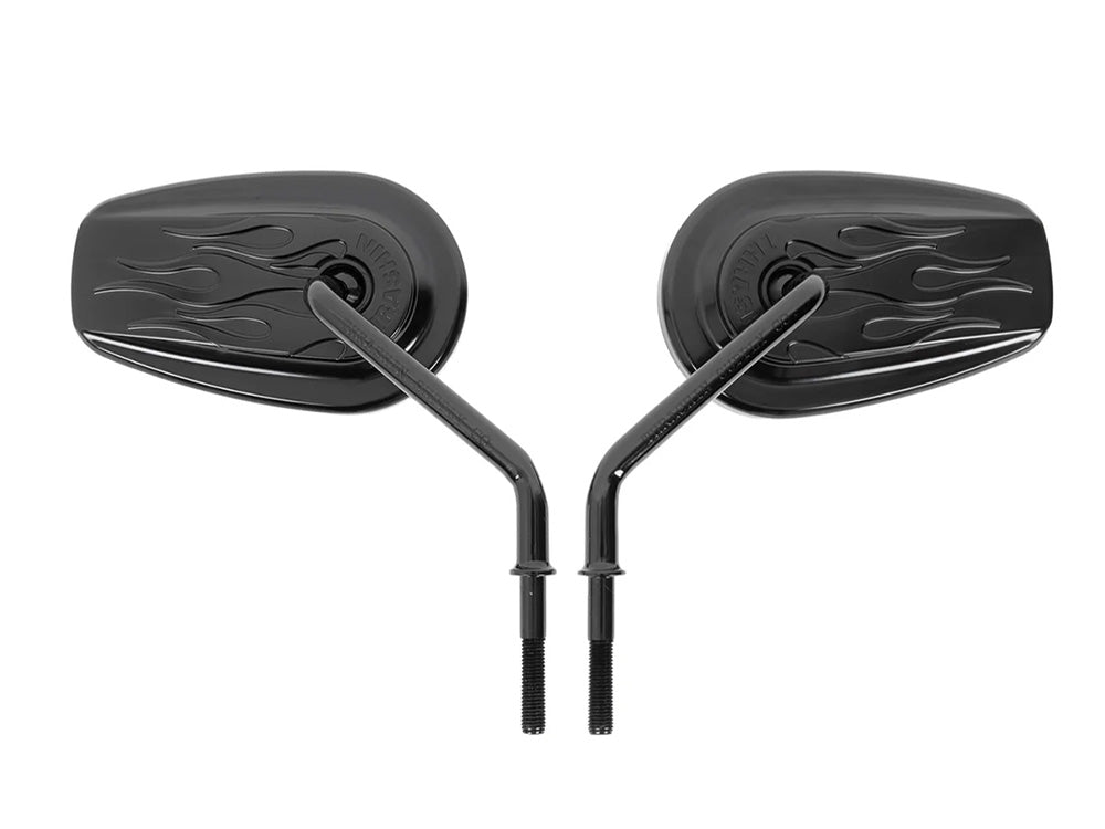 Billet Mini Mirrors Flame - Black