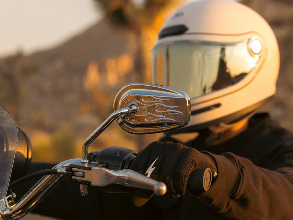 Billet Mini Mirrors Flame - Chrome