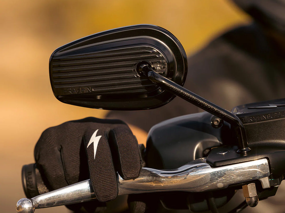 Billet Mini Mirrors Finned - Black
