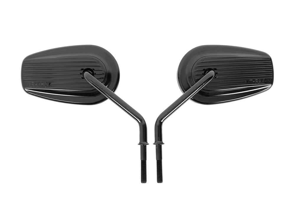 Billet Mini Mirrors Finned - Black