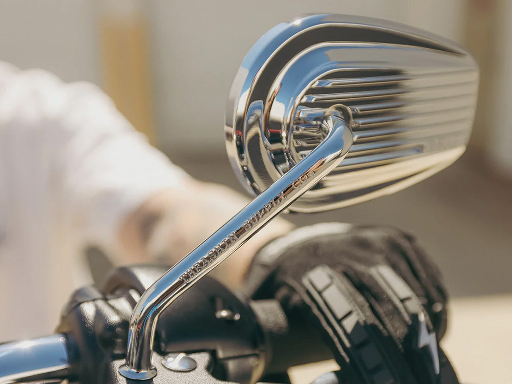 Billet Mini Mirrors Finned - Chrome