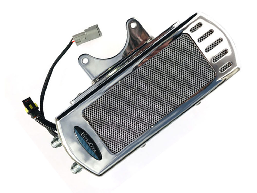 Fan Assisted Side Mount Oil Cooler Kit - Chrome. Fits Dyna 1991-2017