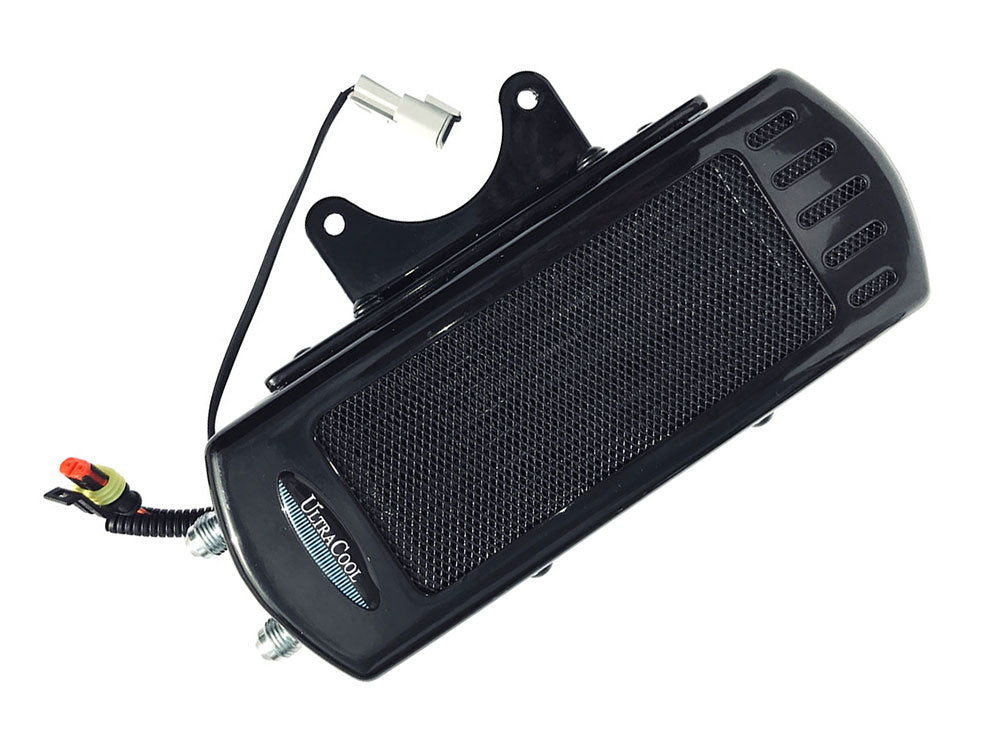 Fan Assisted Side Mount Oil Cooler Kit - Gloss Black. Fits Dyna 1991-2017