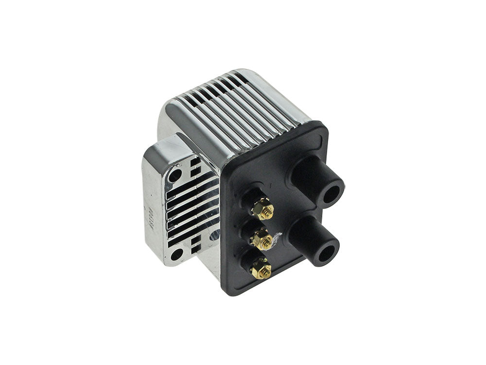 Ignition Coil - Chrome. Fits Big Twin 1970-1999 & Sportster 1971-2003 Models with Upgraded Single Fire Ignition
