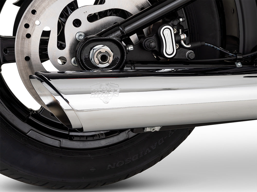 4in. Twin Slash Slip-On Muffler - Chrome. Fits Softail Street Bob, Low Rider S, Low Rider ST & Heritage 2025up