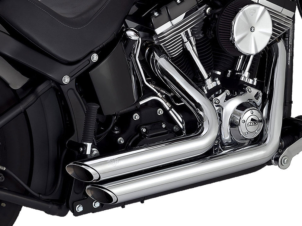Shortshots Staggered Exhaust – Chrome. Fits Softail 1986-2017 Non-240 Tyre Models – Vance And Hines
