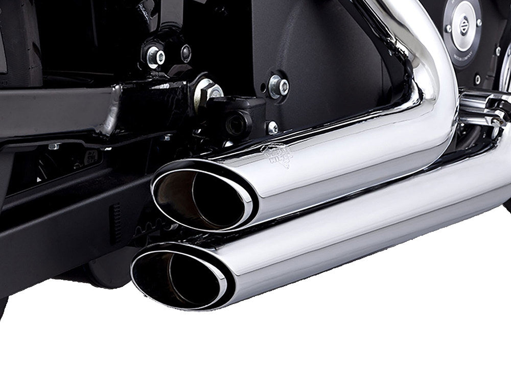 Shortshots Staggered Exhaust – Chrome. Fits Softail 1986-2017 Non-240 Tyre Models – Vance And Hines