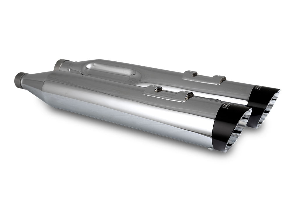 4.5in. Razorback Slash Cut Slip-On Mufflers - Chrome with Black End Caps. Fits Touring 2017up