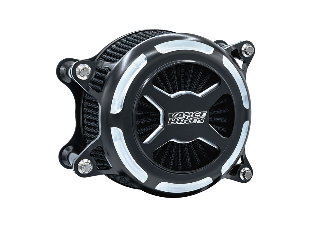 VO2 X Air Cleaner Kit - Black Contrast. Fits Touring 2008-2016, Softail 2016-2017, CVO Softail 2011-2017 & Dyna Low Rider S 2016-2017 with Throttle-by-Wire