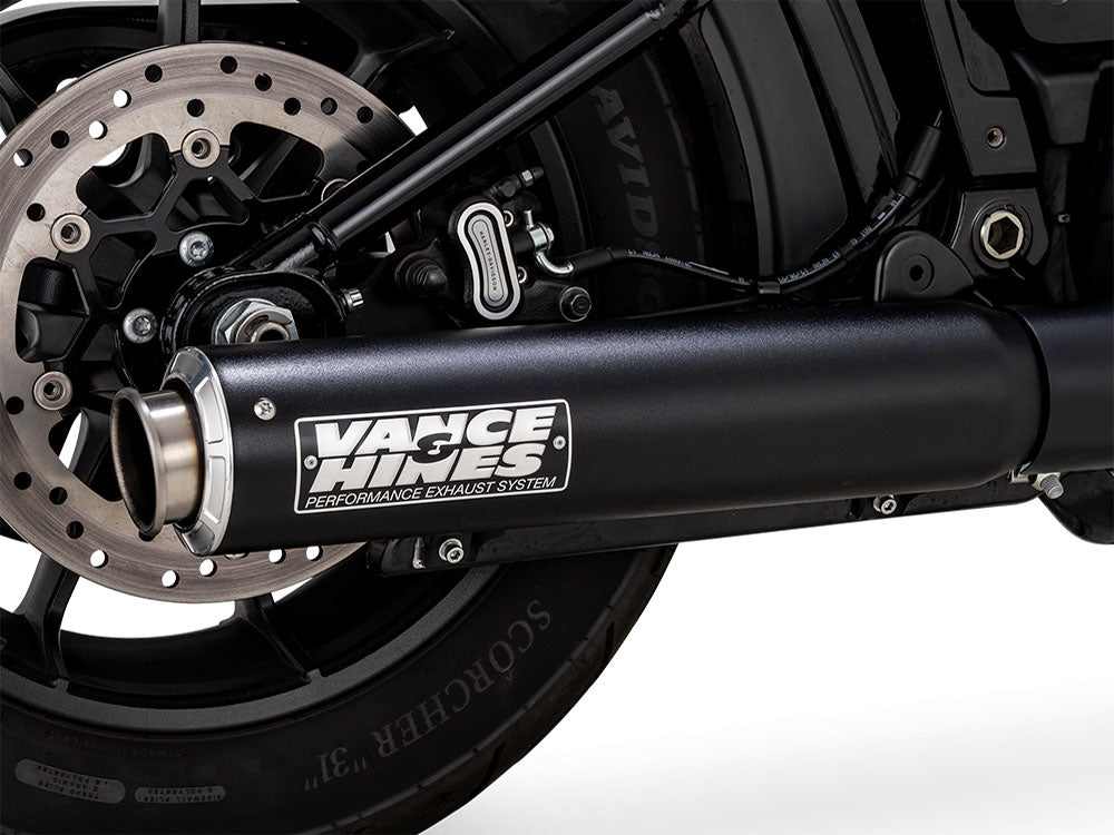 4in. Supersport Slip-On Muffler - Black. Fits Softail Street Bob, Low Rider S, Low Rider ST & Heritage 2025up